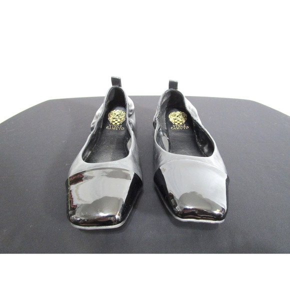 EUC! Vince Camuto Black Leather & Patent Square Cap Toe Ballet Flats Women 6.5 M - Picture 2 of 10